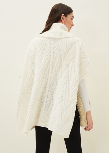 Phase Eight Melly Cable Cape Scarves White Canada | PRWCVU-836